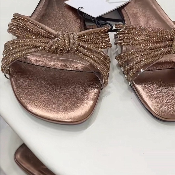 Zara Women's Metallic Rhinestone Sandals - Picture 3 of 5